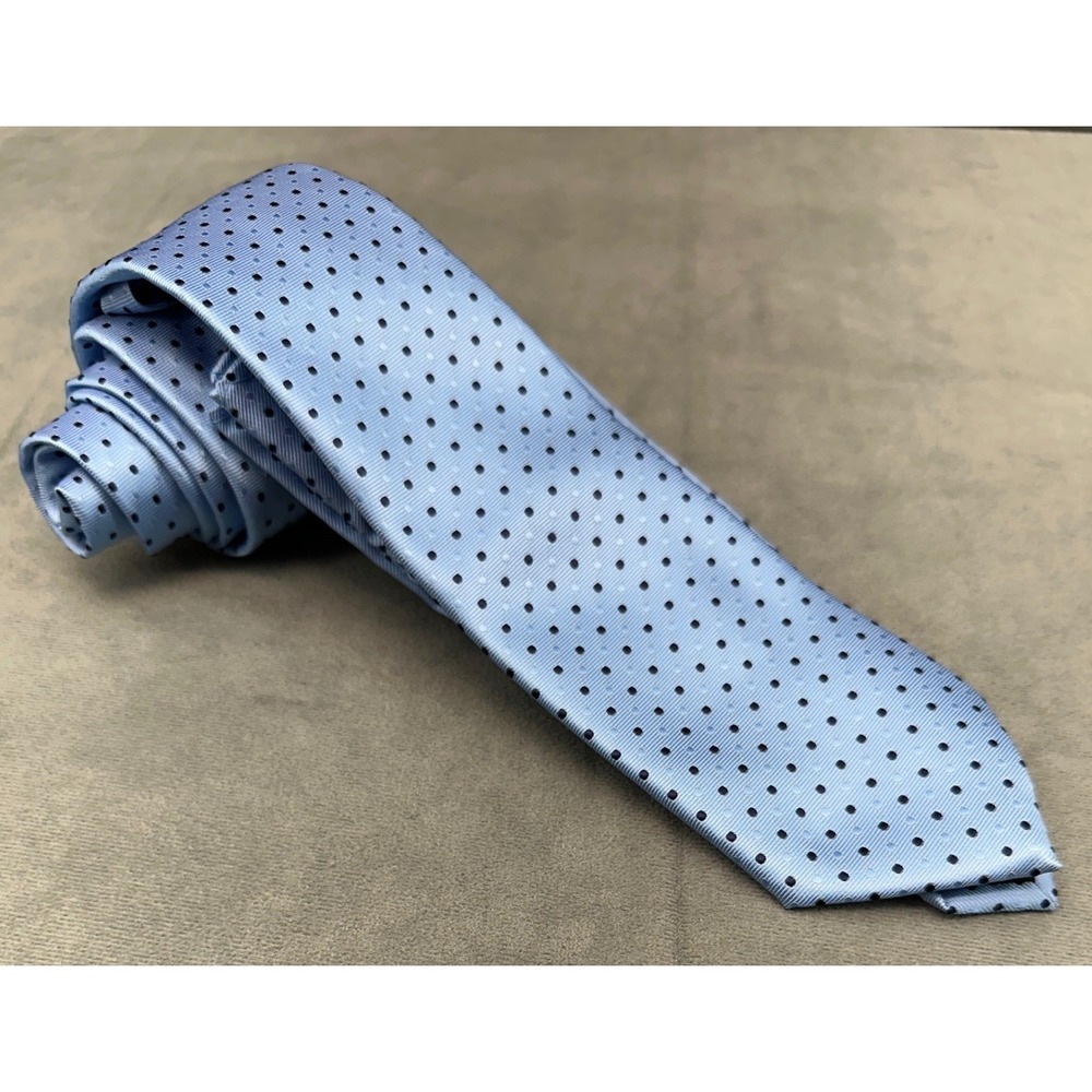 Royal Suits USA Mens Light‎ Blue Polka Dot Handmade Microfiber Necktie 3.25" New
